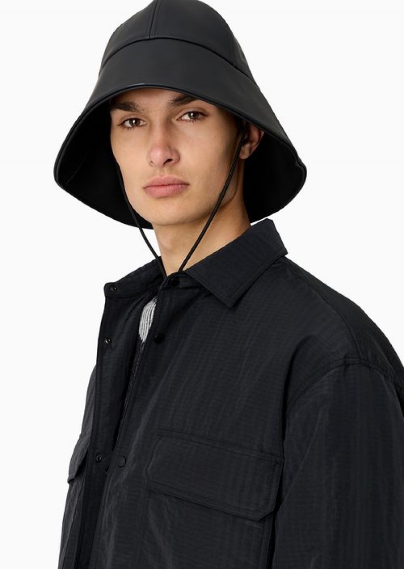 Black Emporio Armani Lightweight Nylon Seersucker Water-repellent Shirt Jacket | EA-SN58267