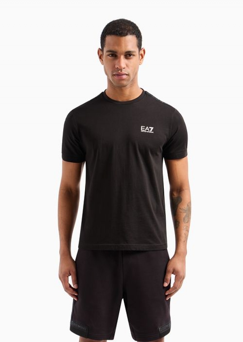 Black Emporio Armani Logo Series Cotton Crew-neck T-shirt | EA7-SN59958