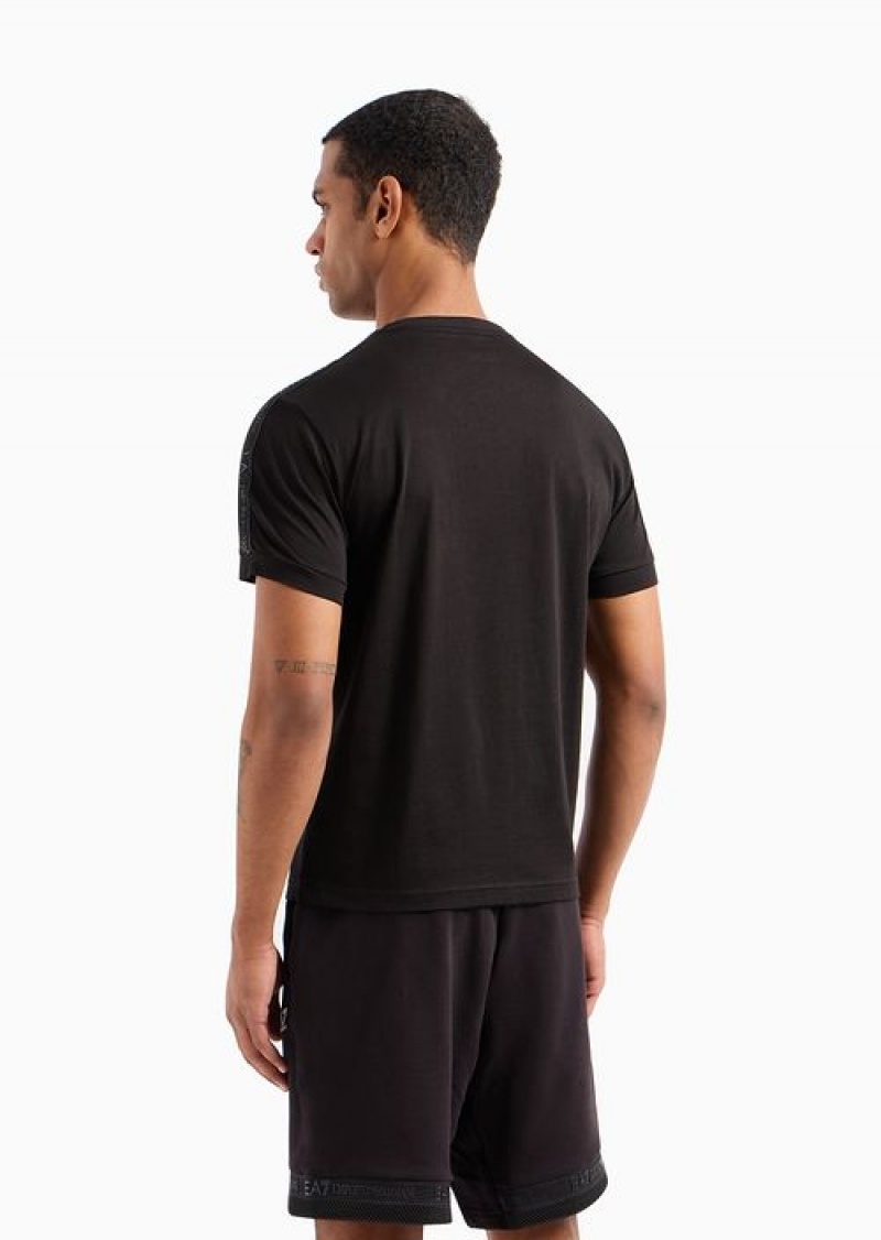 Black Emporio Armani Logo Series Cotton Crew-neck T-shirt | EA7-SN59958