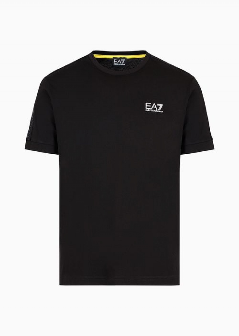 Black Emporio Armani Logo Series Cotton Crew-neck T-shirt | EA7-SN59958