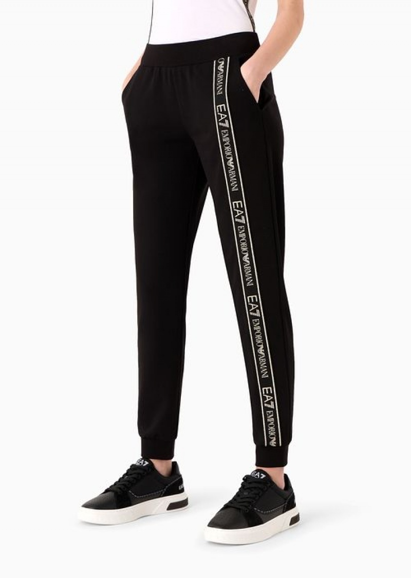 Black Emporio Armani Logo Series Recycled Fabric And Cotton Joggers | EA7-SN59529