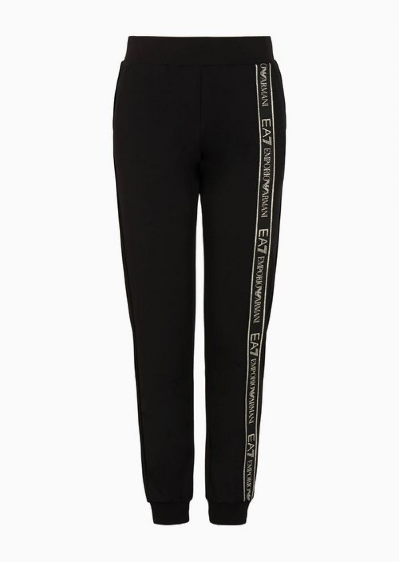 Black Emporio Armani Logo Series Recycled Fabric And Cotton Joggers | EA7-SN59529