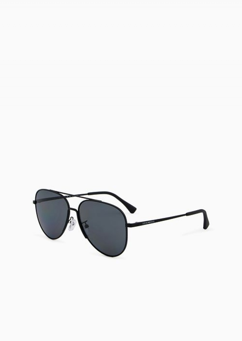 Black Emporio Armani Men’s Aviator Sunglasses | EA-SN59411