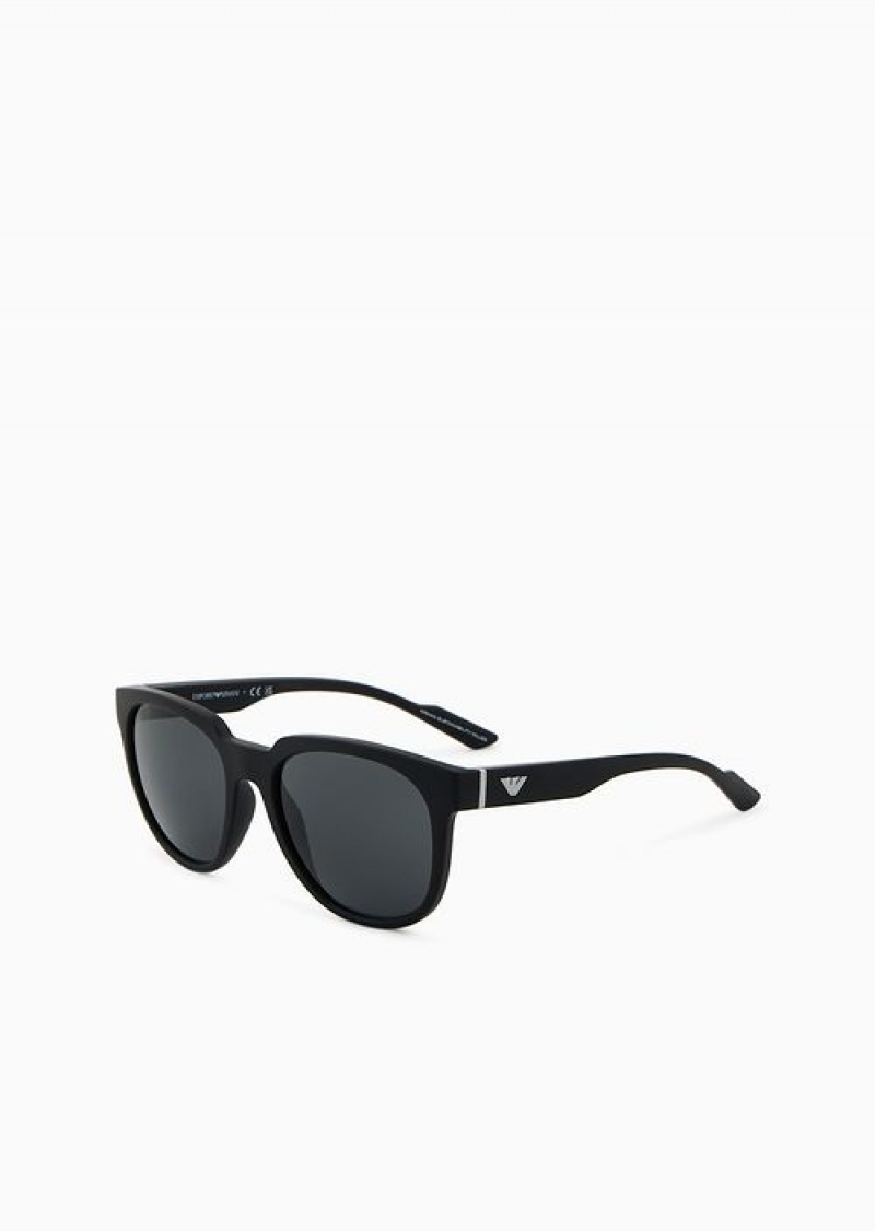 Black Emporio Armani Men’s Panto Sunglasses With Interchangeable Temples | EA-SN59498