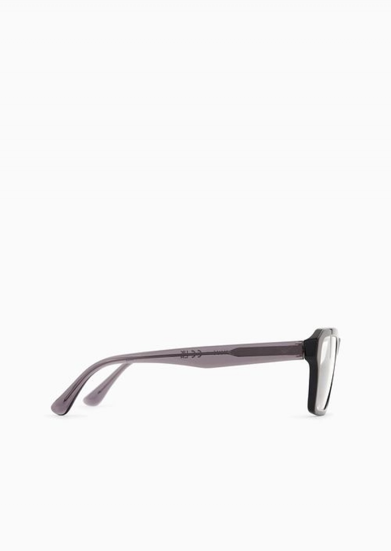 Black Emporio Armani Men’s Rectangular Glasses | EA-SN59382