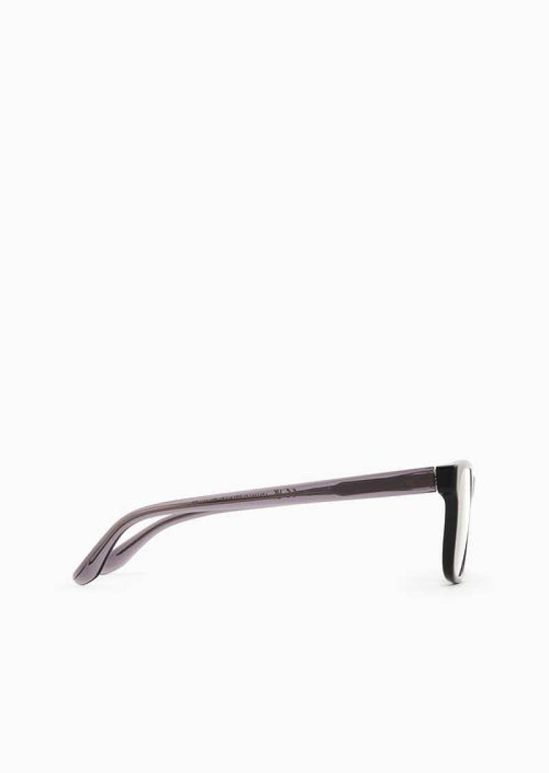 Black Emporio Armani Men’s Rectangular Glasses | EA-SN59393