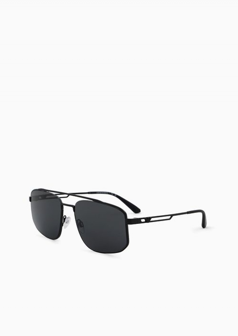 Black Emporio Armani Men’s Rectangular Sunglasses | EA-SN59432