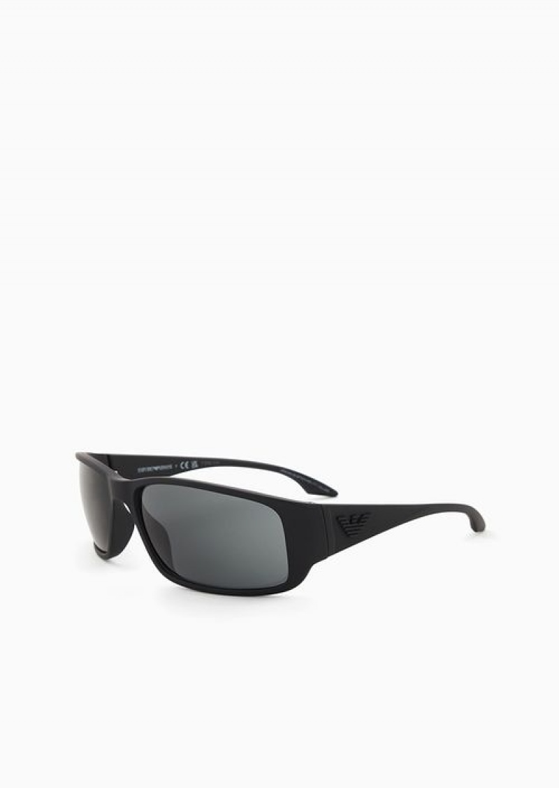 Black Emporio Armani Men’s Rectangular Sunglasses | EA-SN59502