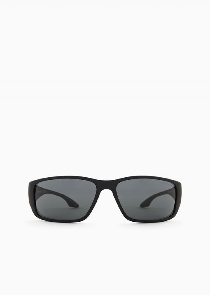 Black Emporio Armani Men’s Rectangular Sunglasses | EA-SN59502