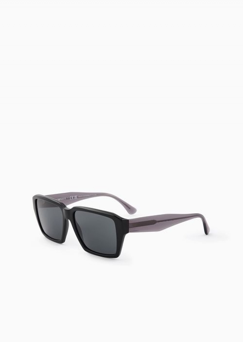 Black Emporio Armani Men’s Rectangular Sunglasses | EA-SN59504