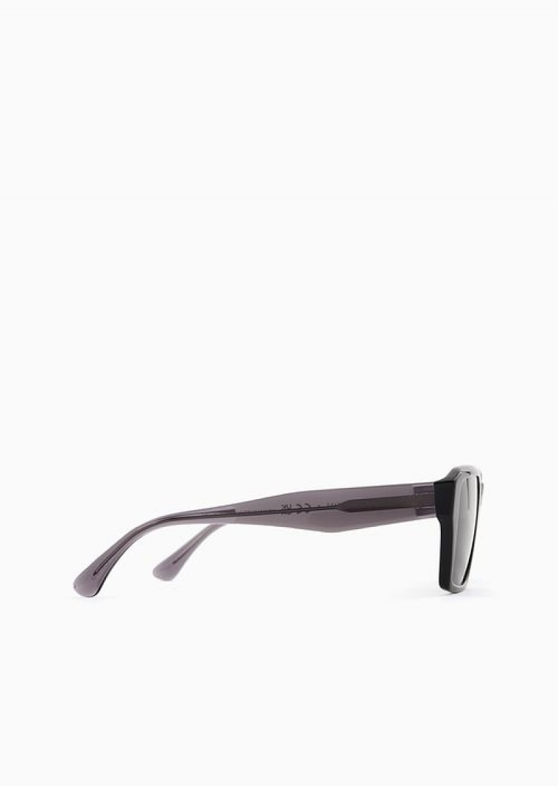 Black Emporio Armani Men’s Rectangular Sunglasses | EA-SN59504