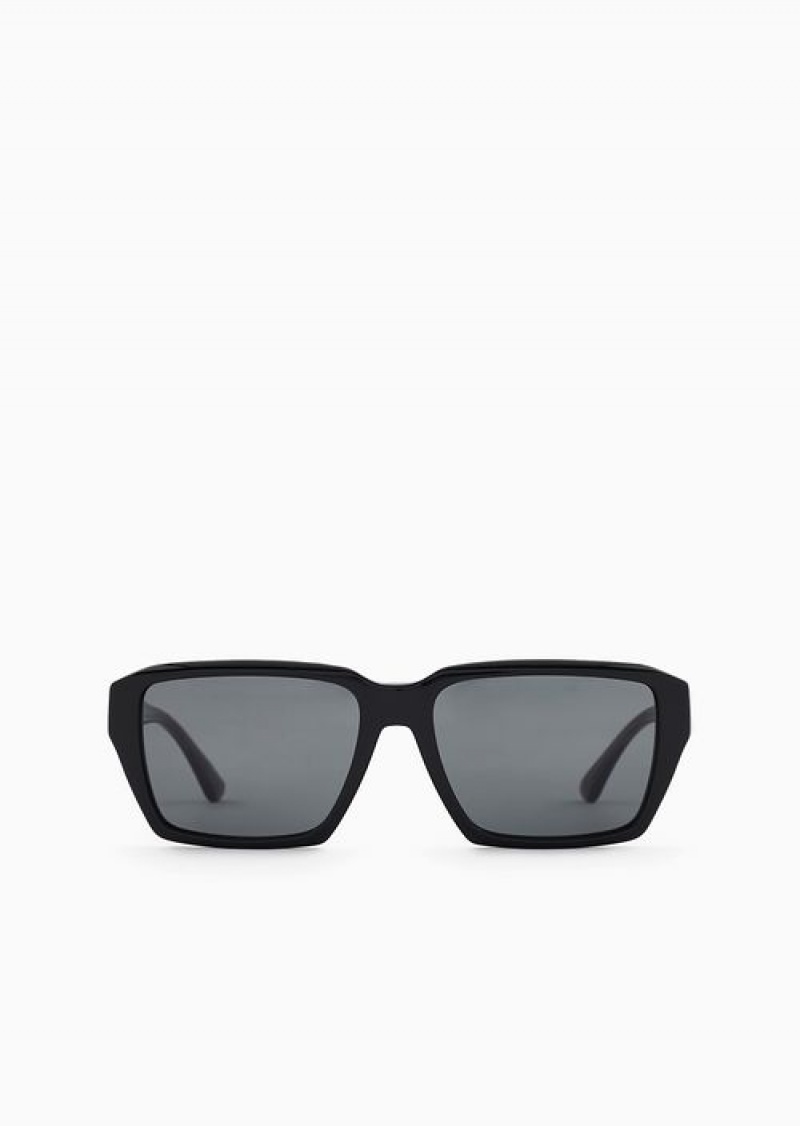 Black Emporio Armani Men’s Rectangular Sunglasses | EA-SN59504