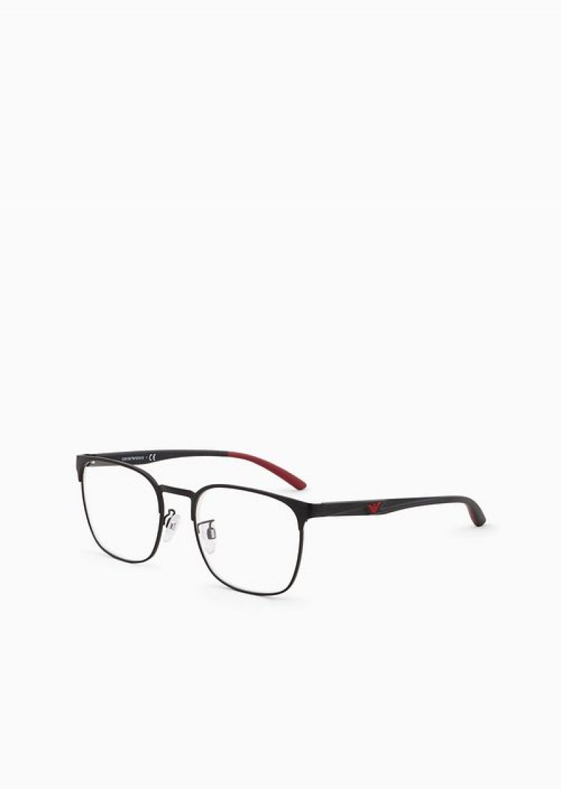 Black Emporio Armani Men’s Square Glasses | EA-SN59400