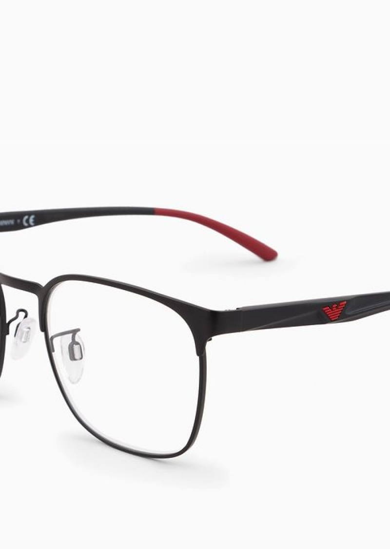 Black Emporio Armani Men’s Square Glasses | EA-SN59400