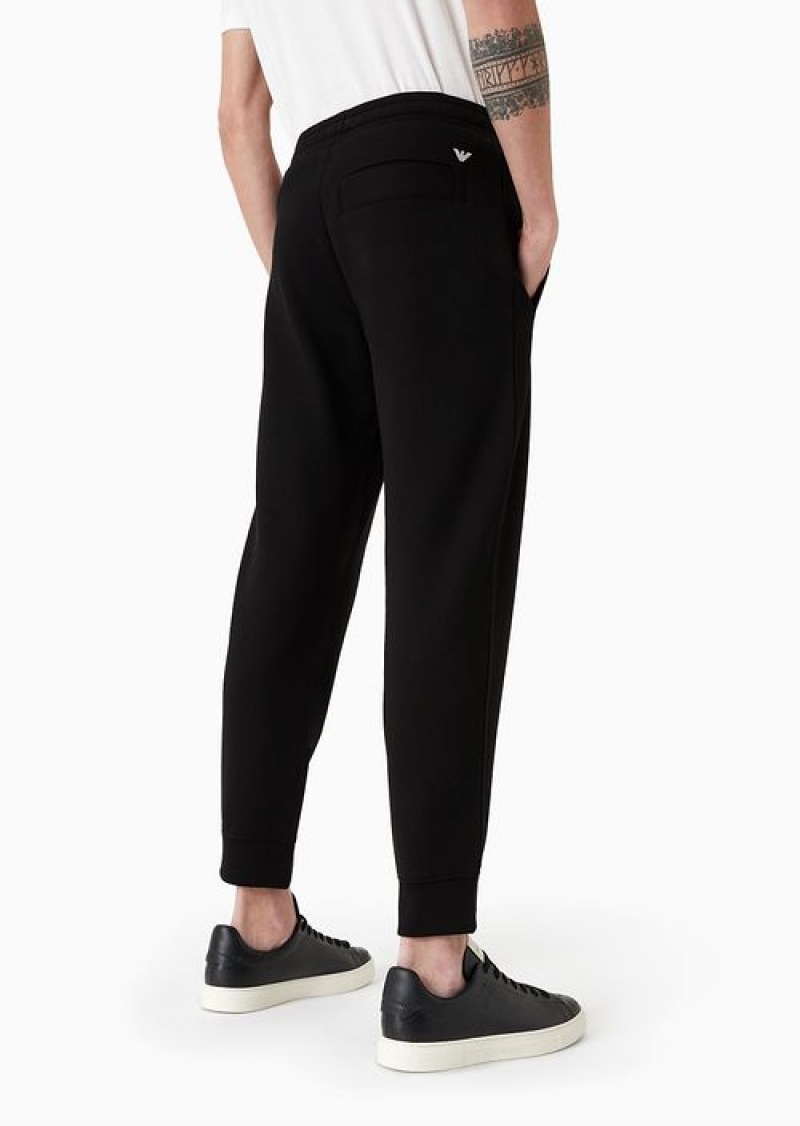 Black Emporio Armani Modal-blend Jersey-fleece Joggers | EA-SN58372