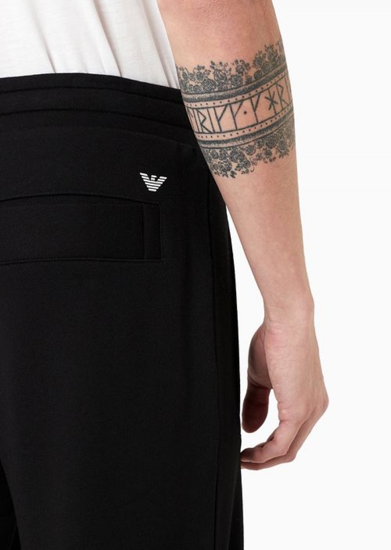 Black Emporio Armani Modal-blend Jersey-fleece Joggers | EA-SN58372