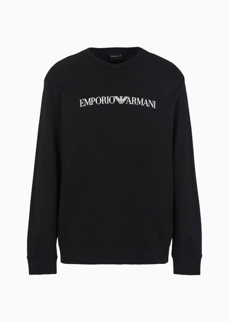 Black Emporio Armani Modal-blend Sweatshirt With Logo Print | EA-SN58544