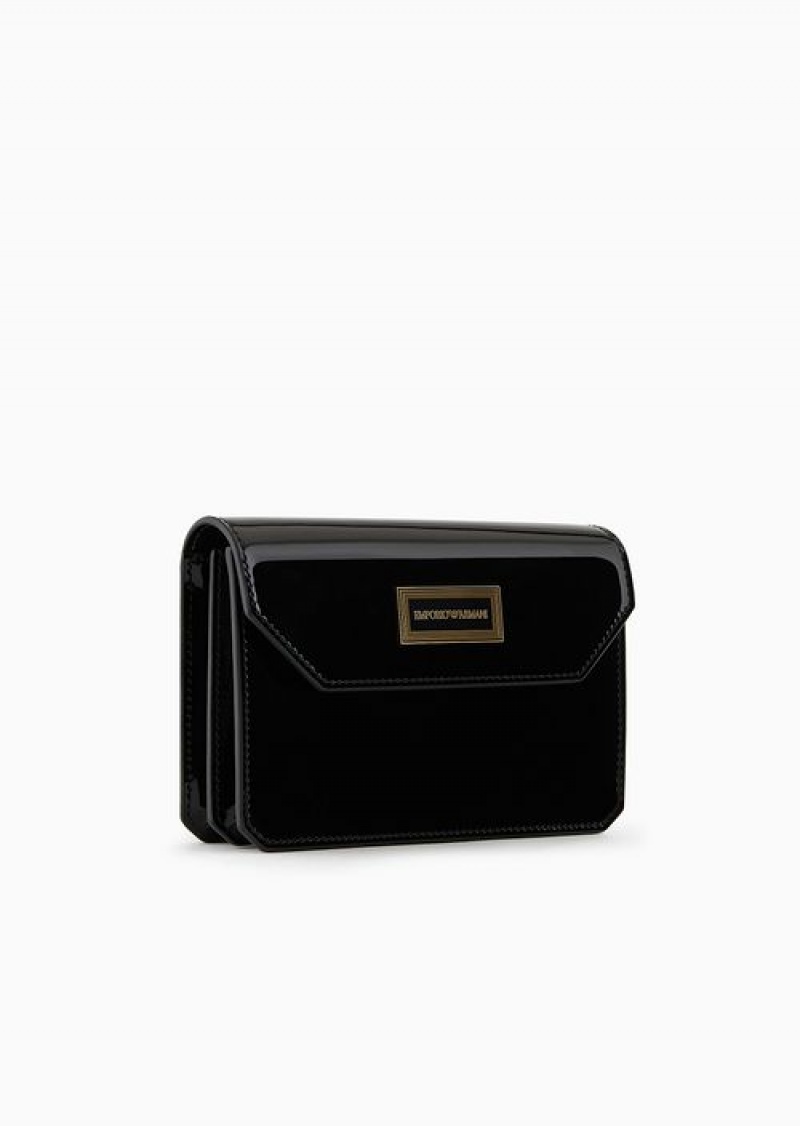 Black Emporio Armani Mon Amour Shoulder Bag In Patent Leather | EA-SN59259