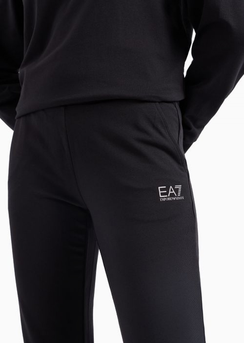 Black Emporio Armani Organic-cotton Blend Tracksuit With Rhinestone Logo | EA7-SN59607