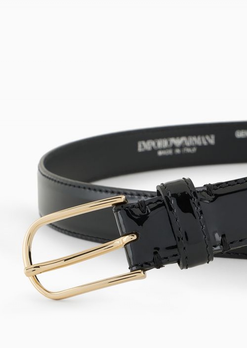 Black Emporio Armani Patent Leather Belt | EA-SN59117