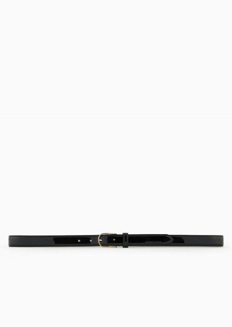 Black Emporio Armani Patent Leather Belt | EA-SN59117