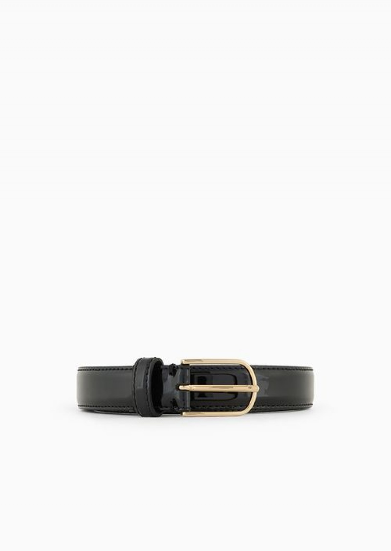 Black Emporio Armani Patent Leather Belt | EA-SN59117