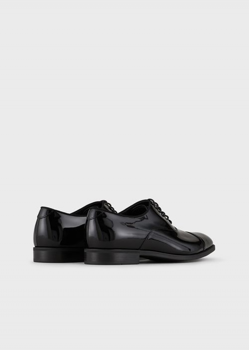 Black Emporio Armani Patent-leather Oxfords | EA-SN58857