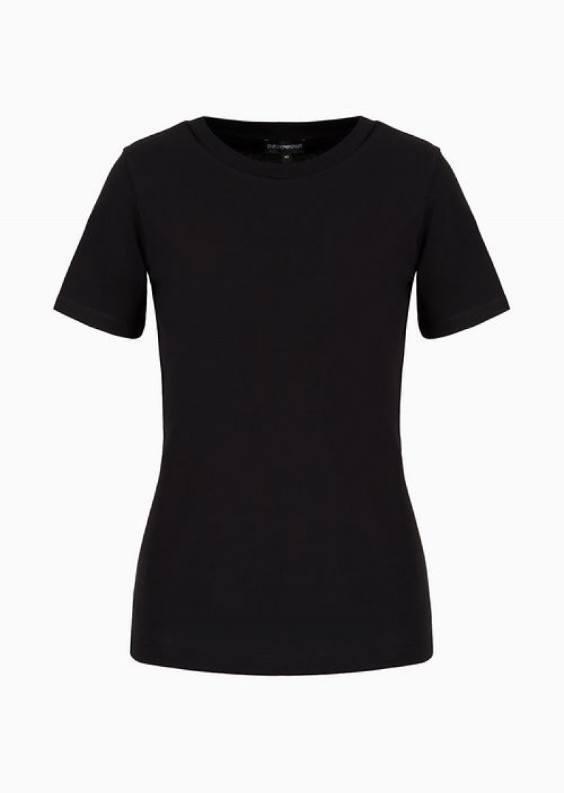 Black Emporio Armani Pima-jersey Crew-neck T-shirt | EA-SN57053