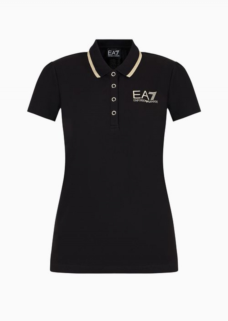 Black Emporio Armani Polo Shirts | EA7-SN59636