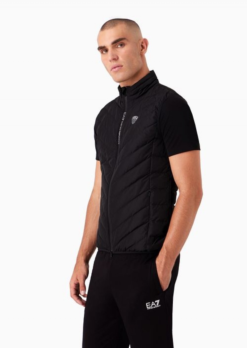 Black Emporio Armani Premium Shield Packable Gilet | EA7-SN59802