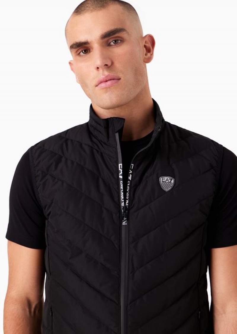 Black Emporio Armani Premium Shield Packable Gilet | EA7-SN59802