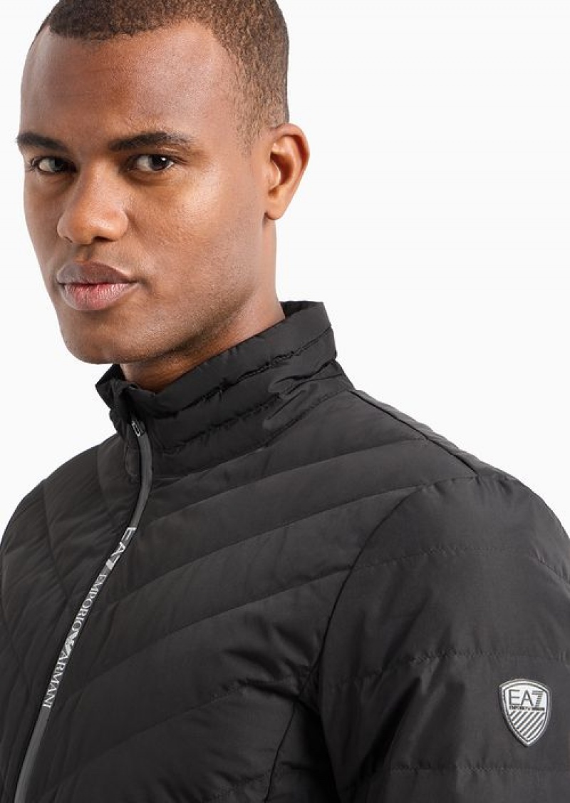 Black Emporio Armani Premium Shield Packable Puffer Jacket | EA7-SN59803