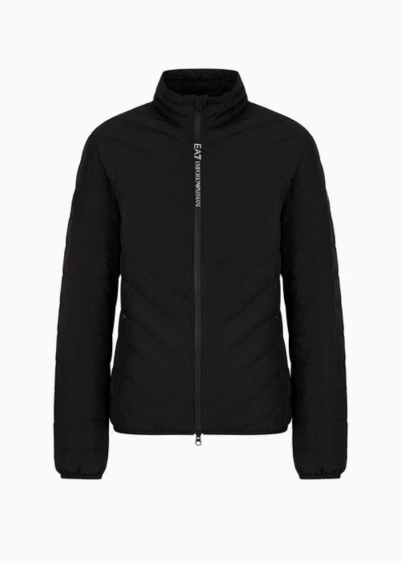 Black Emporio Armani Premium Shield Packable Puffer Jacket | EA7-SN59803