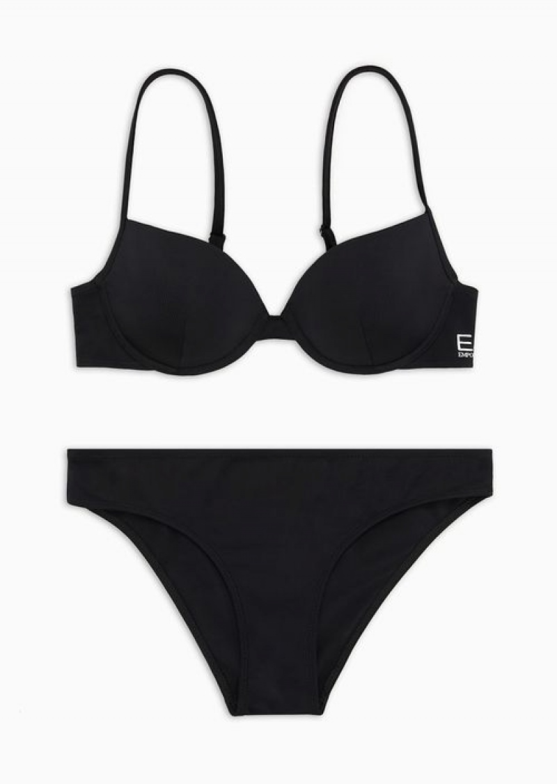 Black Emporio Armani Push-up Bikini With Logo | EA7-SN59604