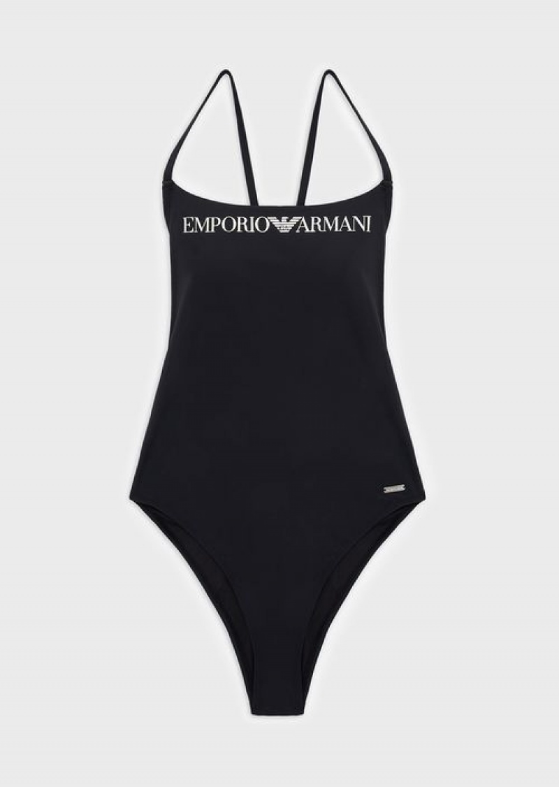 Black Emporio Armani Recycled Nylon Swimsuit With Logo | EA-SN57088