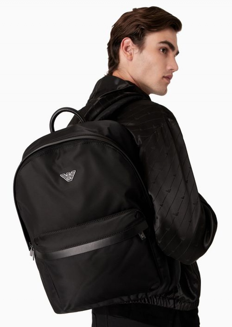 Black Emporio Armani Recycled-nylon Backpack | EA-SN59019