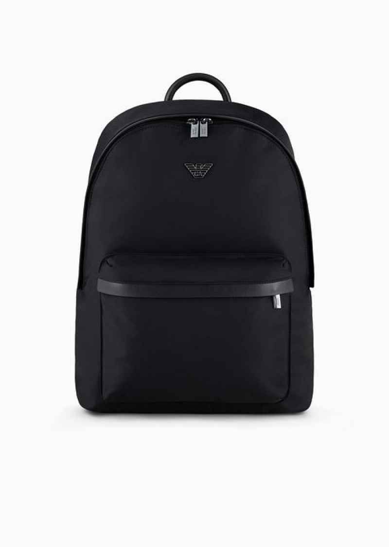 Black Emporio Armani Recycled-nylon Backpack | EA-SN59019