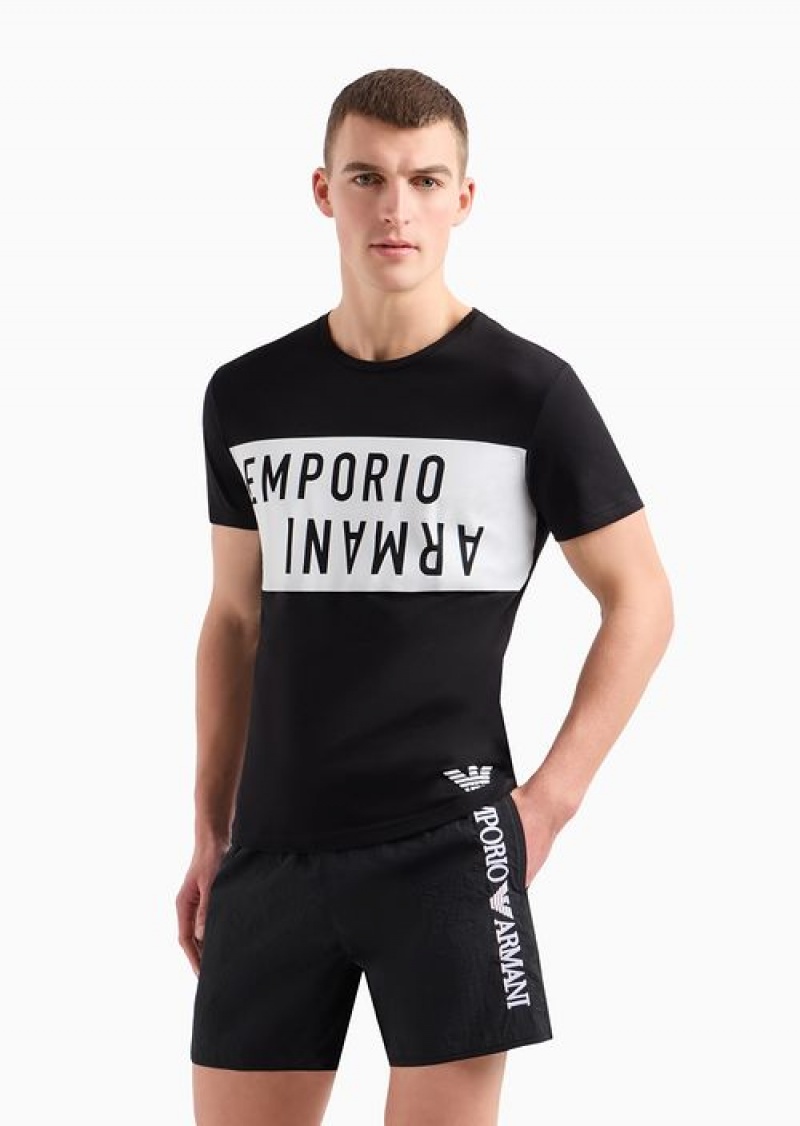 Black Emporio Armani Regular Fit T-shirts | EA-SN58760