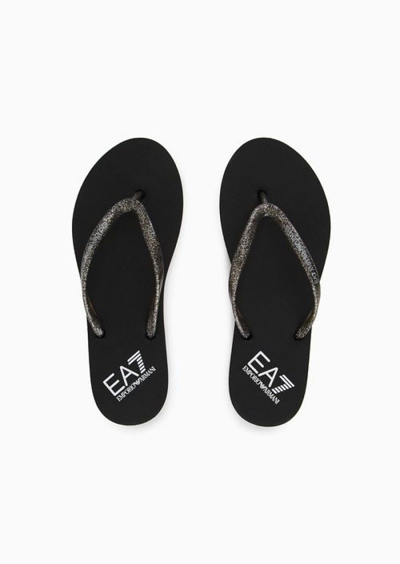 Black Emporio Armani Rubber Flip-flops | EA7-SN59776