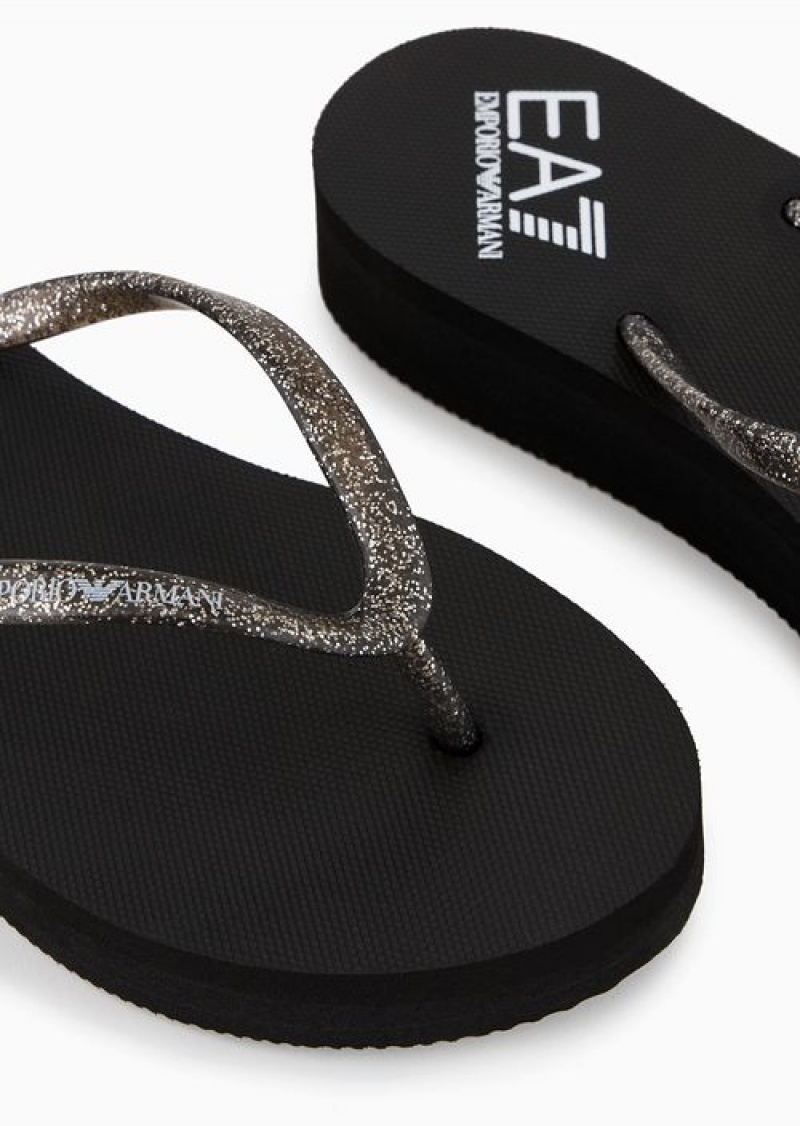 Black Emporio Armani Rubber Wedge Flip-flops | EA7-SN59777