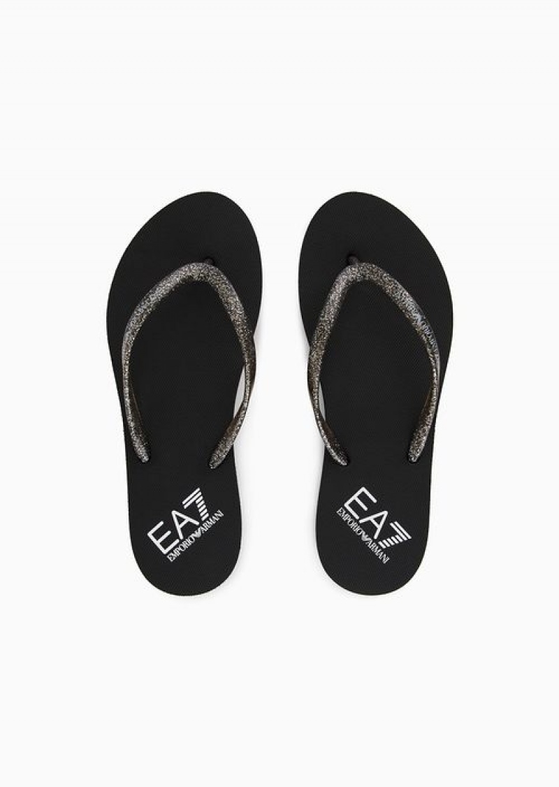 Black Emporio Armani Rubber Wedge Flip-flops | EA7-SN59777