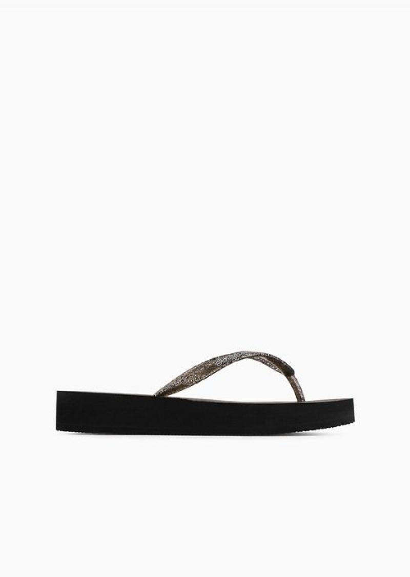 Black Emporio Armani Rubber Wedge Flip-flops | EA7-SN59777