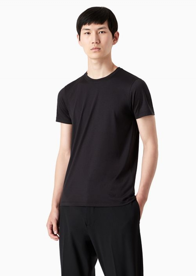 Black Emporio Armani Silk/Cotton Blend T-shirt | EA-SN58690