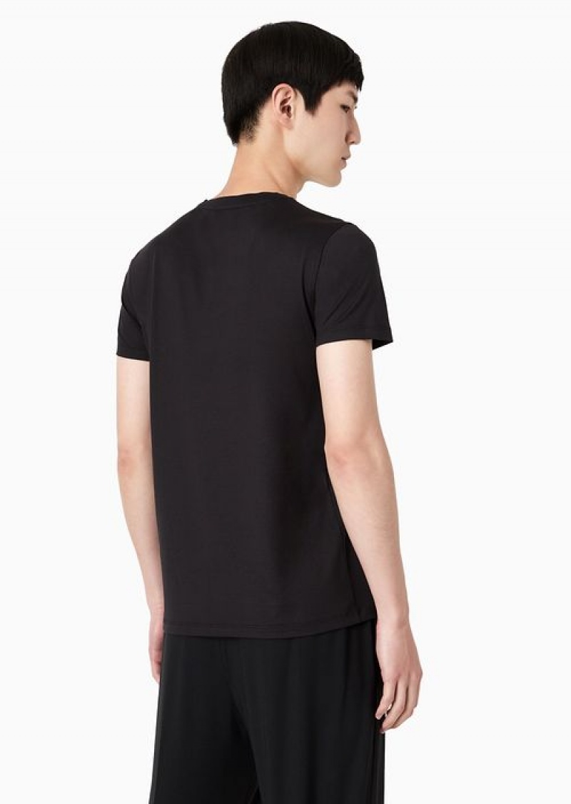 Black Emporio Armani Silk/Cotton Blend T-shirt | EA-SN58690