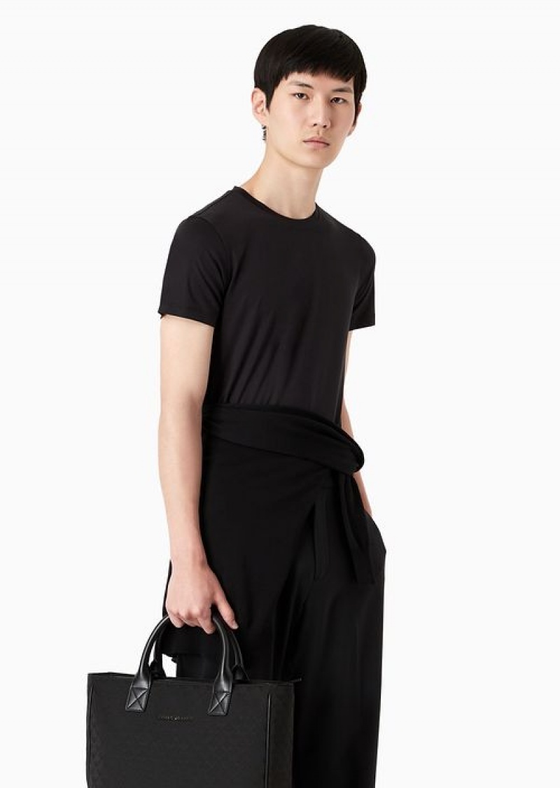 Black Emporio Armani Silk/Cotton Blend T-shirt | EA-SN58690