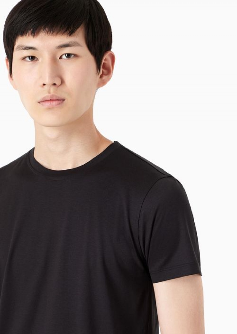 Black Emporio Armani Silk/Cotton Blend T-shirt | EA-SN58690