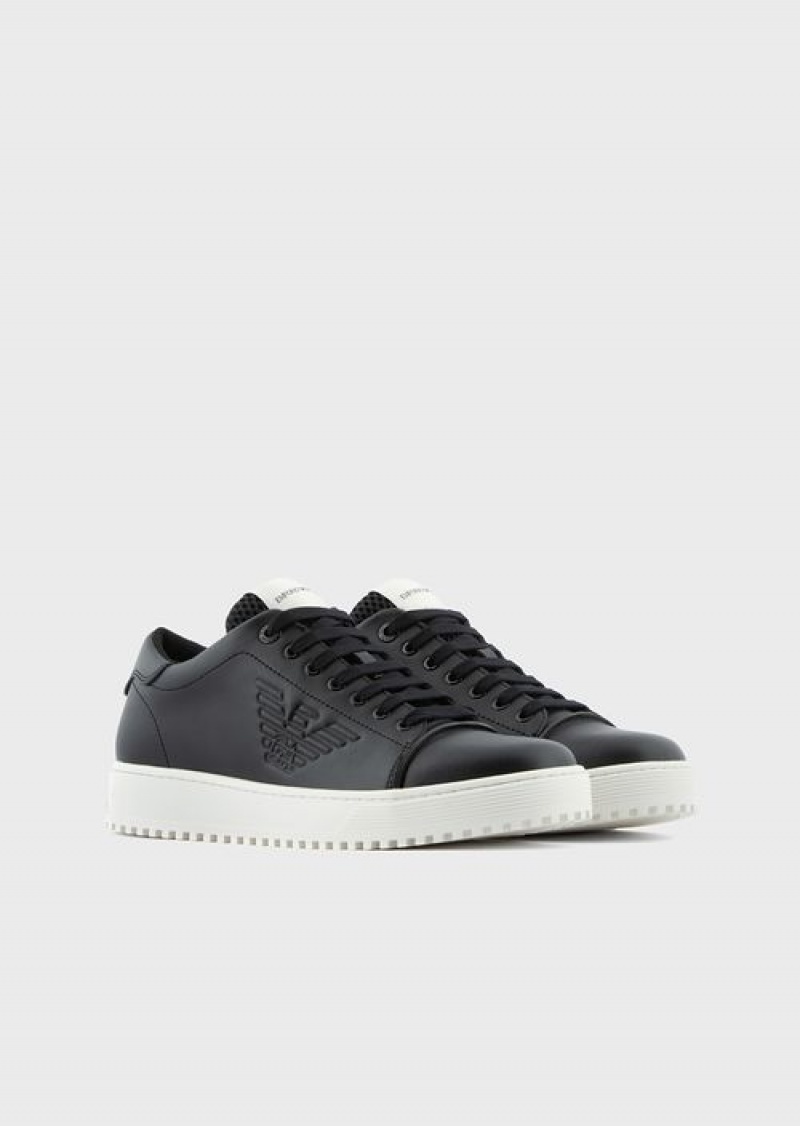 Black Emporio Armani Soft, Action-leather Sneakers | EA-SN58971