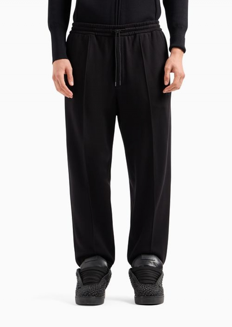 Black Emporio Armani Soft-touch Jersey Joggers With Ribbing | EA-SN58395