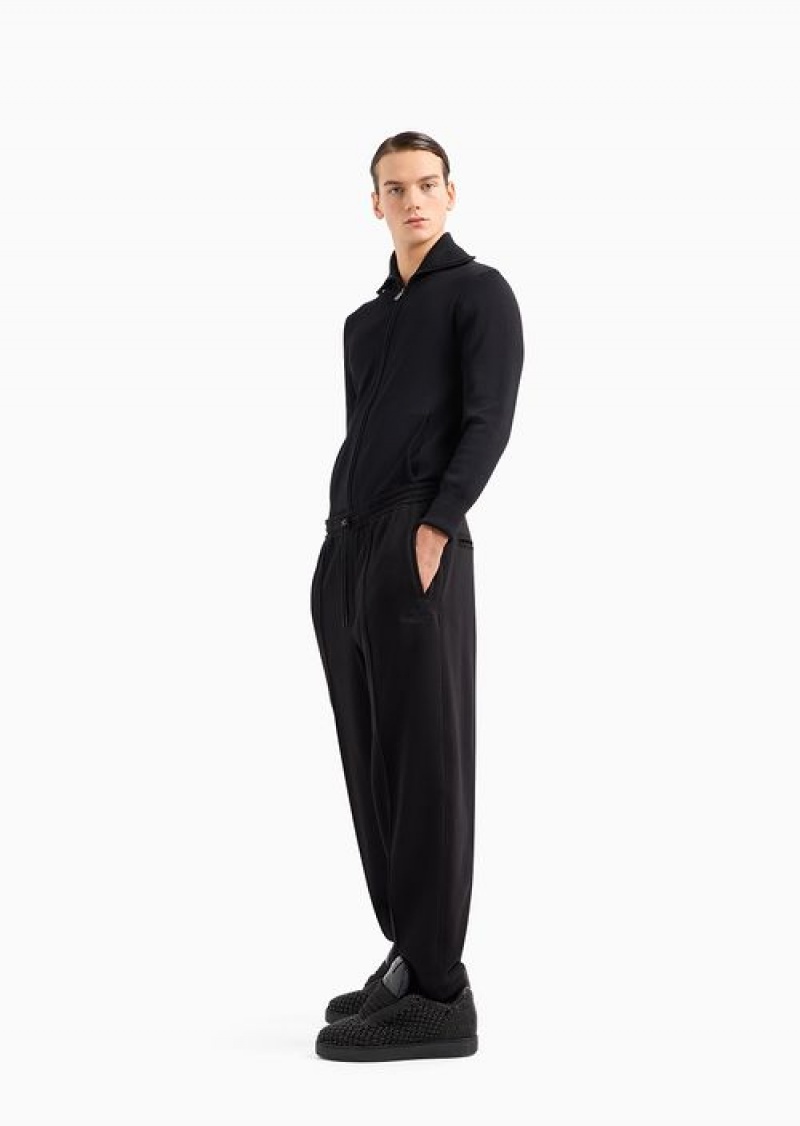 Black Emporio Armani Soft-touch Jersey Joggers With Ribbing | EA-SN58395