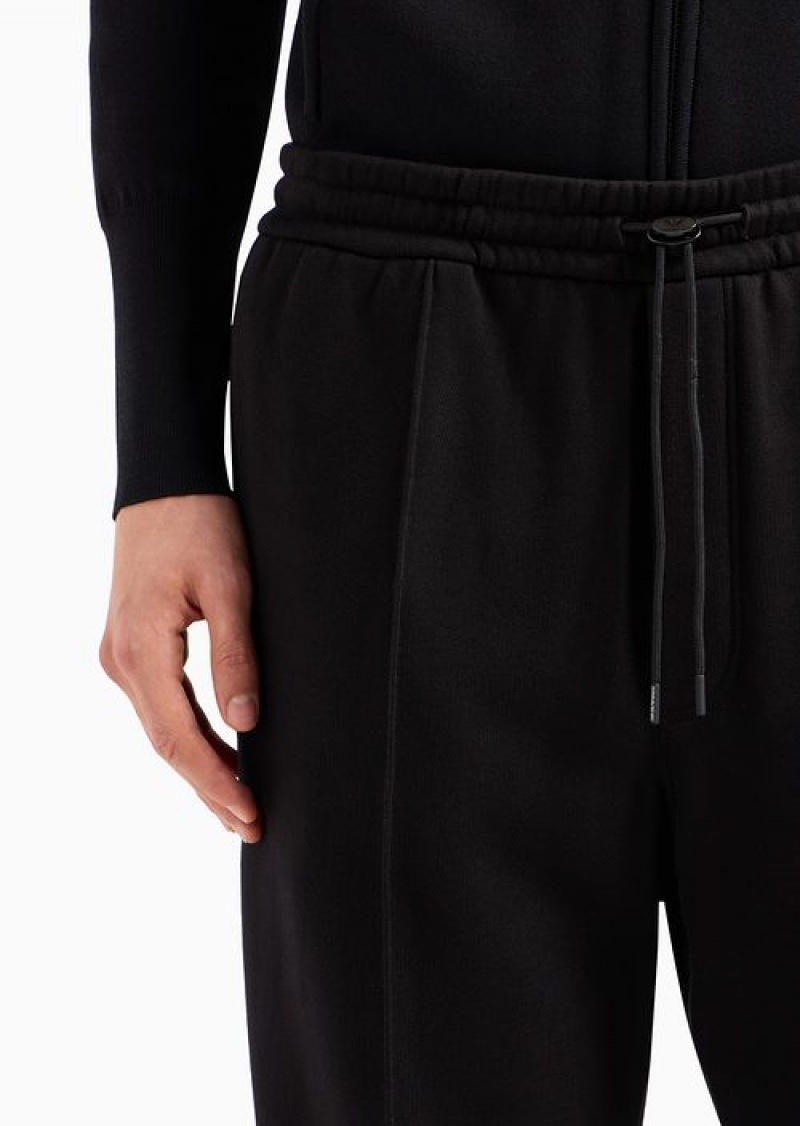 Black Emporio Armani Soft-touch Jersey Joggers With Ribbing | EA-SN58395